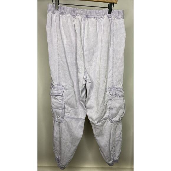 Allsaints Frieda Denim Pants Cargo Women's 12 Washed Purple Grunge Trousers - Picture 5 of 9